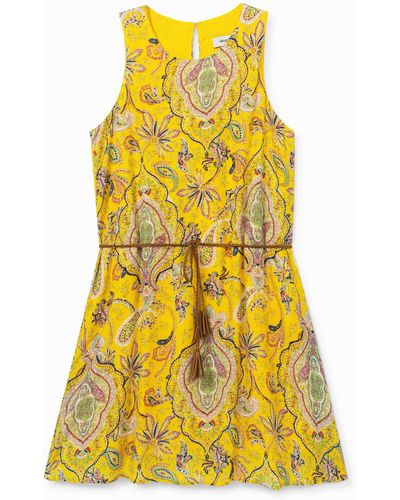 Desigual Flowing Print Dress - Yellow