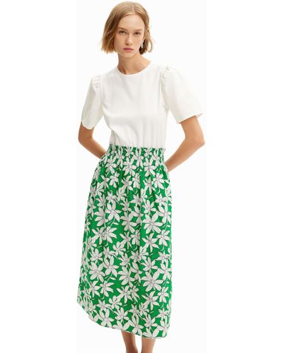 Desigual Combination Floral Midi Dress - Green
