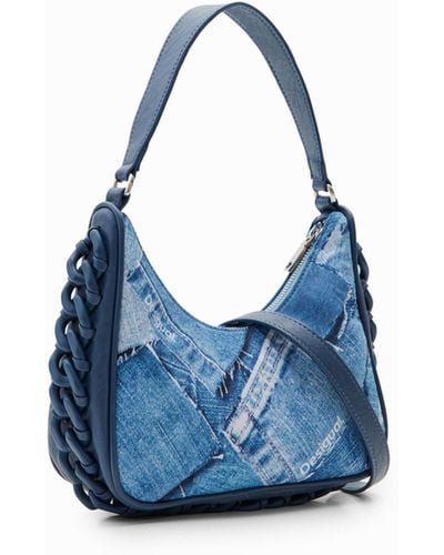 Desigual Large Denim Patchwork Bag in Blue | Lyst UK