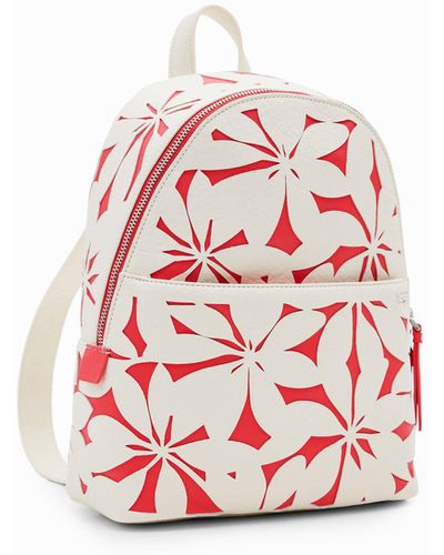 Desigual S Die-cut Flowers Backpack - Red