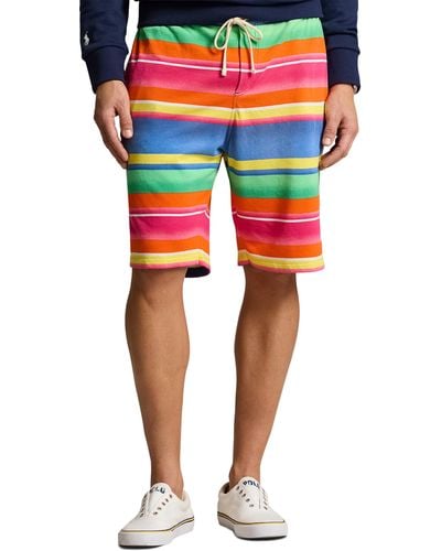Polo Ralph Lauren Big & Tall Striped Spa Terry Shorts - Red
