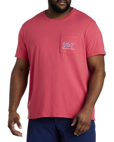Vineyard Vines Big & Tall Harbour Fish Whale Pocket T-shirt - Pink