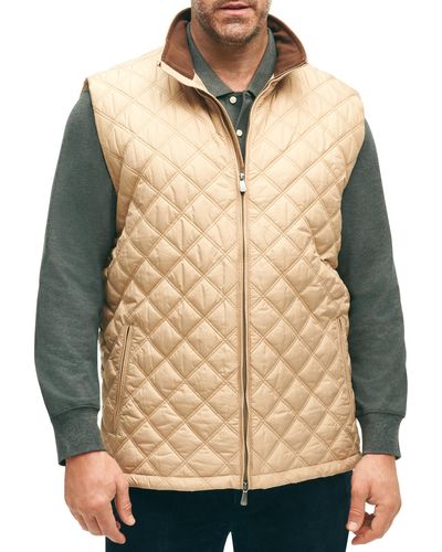 Brooks Brothers Big & Tall Paddock Diamond Quilted Vest - Natural