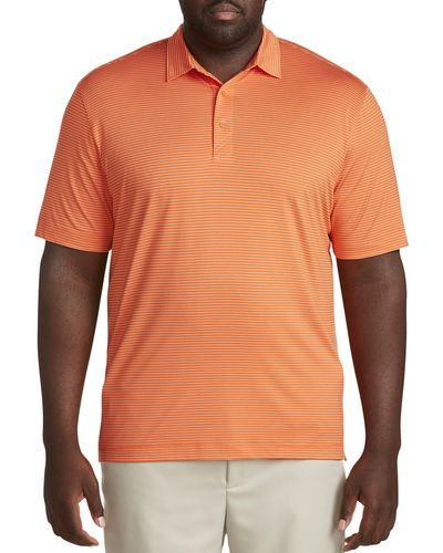 Cutter & Buck Big & Tall Cutter &amp Buck Cb Drytec Stretch Stripe Polo Shirt - Orange
