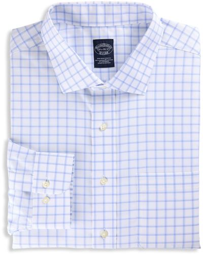 Brooks Brothers Big & Tall Non-iron Check Dress Shirt - Blue