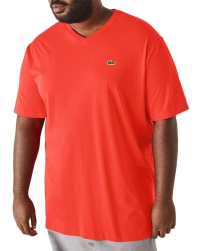 Lacoste Big & Tall Jersey V-neck T-shirt - Red