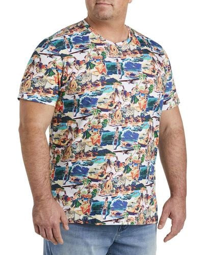Robert Graham Big & Tall Hawaiian Summer T-shirt - Blue