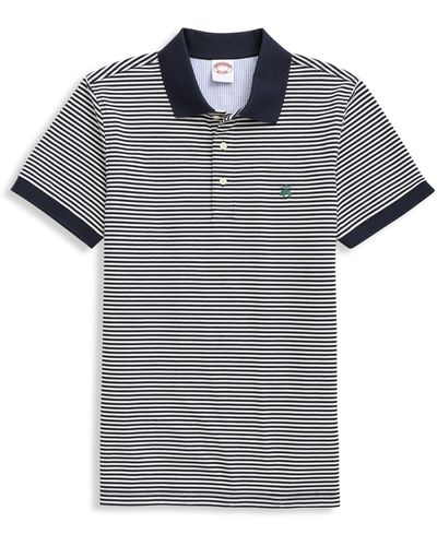 Brooks Brothers Big & Tall Striped Piqu Polo Shirt - Gray