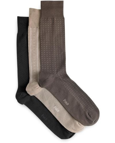 Polo Ralph Lauren Big & Tall 3-pk Patterned Socks - Brown