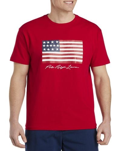Polo Ralph Lauren Big & Tall American Flag Graphic Tee - Red