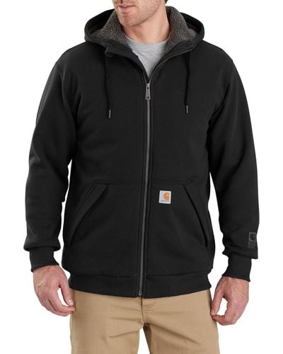 Carhartt Big & Tall Rain Defender Rockland Sherpa Full-zip Hoodie - Black