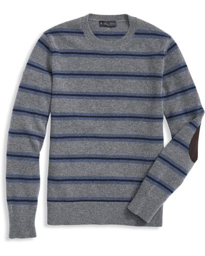 Brooks Brothers Big & Tall Striped Crewneck Sweater - Blue