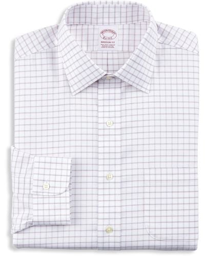 Brooks Brothers Big & Tall Non-iron Check Dress Shirt - White