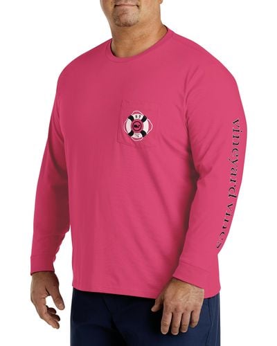 Vineyard Vines T-Shirt Men Size Large Pink Fishing Print Pocket 