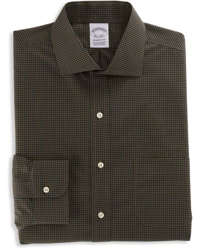 Brooks Brothers Big & Tall Non-iron Check Dress Shirt - Green