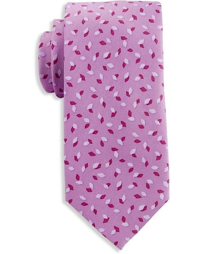 Michael Kors Big & Tall Printed Novelty Silk Tie - Purple