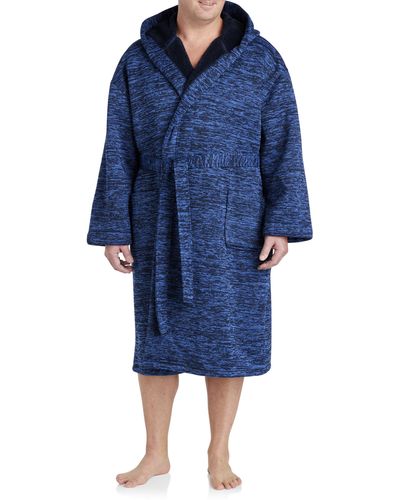 Majestic International Big & Tall Double Feature Hooded Robe - Blue
