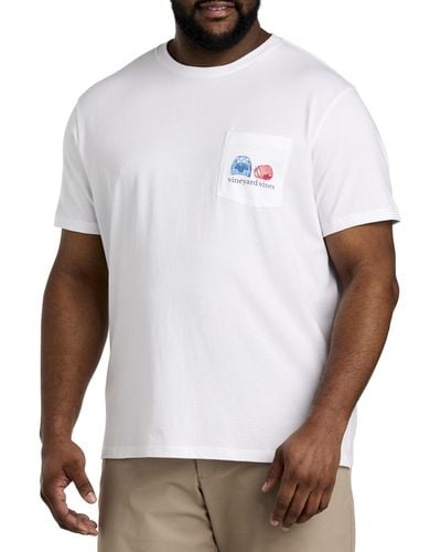 Vineyard Vines Big & Tall Dynamic Baseball Flag Pocket T-shirt - White