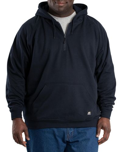 Bernè Big & Tall Quarter-zip Hooded Sweatshirt - Blue