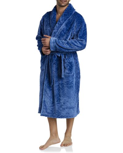 Majestic International Big & Tall Jacquard Plush Robe - Blue