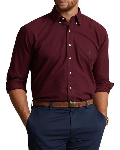 Polo Ralph Lauren Big & Tall Garment-dyed Oxford Sport Shirt - Red