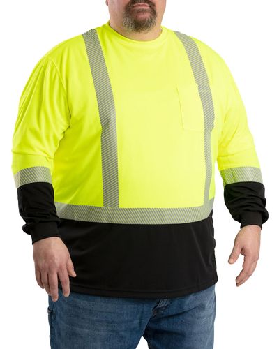 Bernè Big & Tall Hi-visibility Colorblock Long-sleeve Tee - Yellow