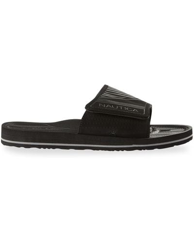 Nautica Big & Tall Velcro Casual Slide Sandals - Black