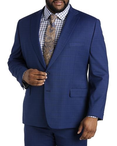 Michael Kors Big & Tall Windowpane Suit Jacket - Blue