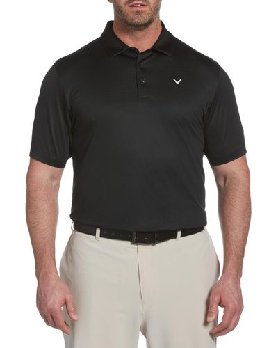 Callaway Apparel Big & Tall Opt-dri Micro-hex Solid Polo Shirt - Black