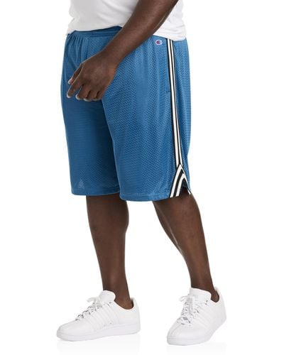 Champion Big & Tall Side-striped Mesh Shorts - Blue