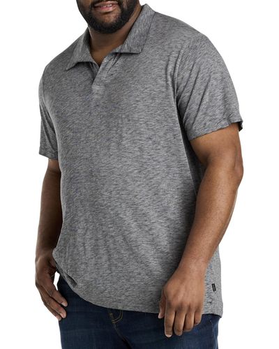 Lucky Brand Big & Tall Burnout Slub Jersey Polo Shirt - Gray