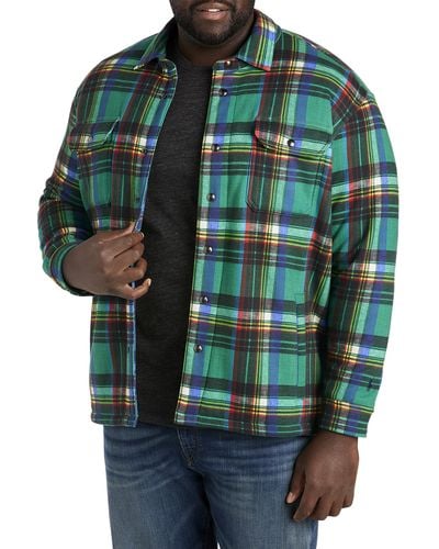 Polo Ralph Lauren Big & Tall Quilted Plaid Fleece Shirt Jacket - Green