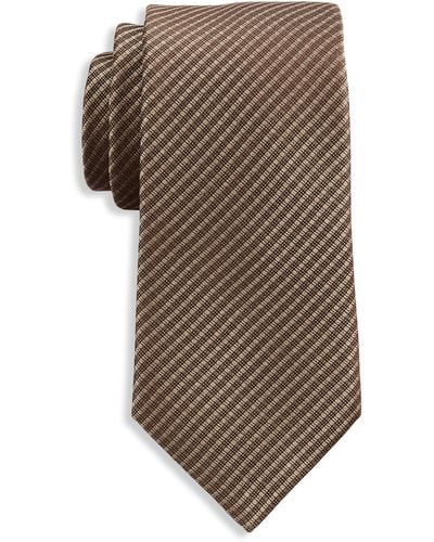Michael Kors Big & Tall Tonal Grid Patterned Tie - Brown