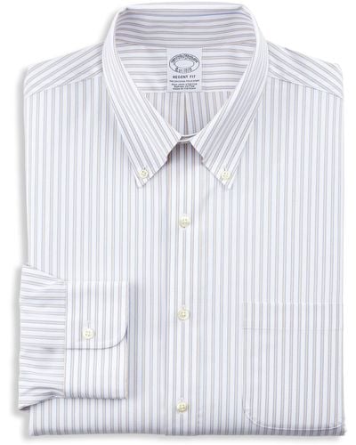 Brooks Brothers Big & Tall Non-iron Framed Striped Dress Shirt - White