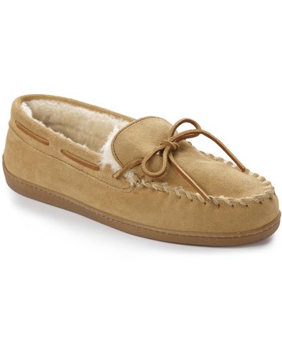 Minnetonka Big & Tall Pile-lined Suede Moccasin Slippers - Multicolor