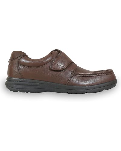Nunn Bush Big & Tall Cam Moc Toe Velcro Strap Shoes - Brown