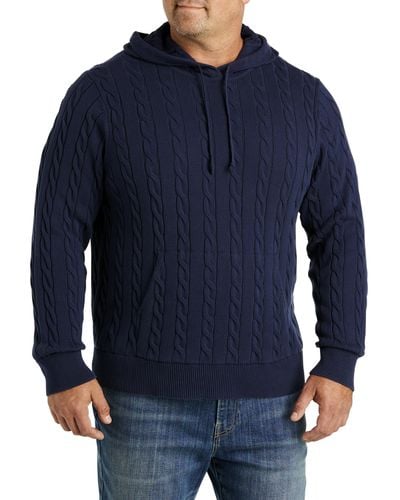 Brooks Brothers Big & Tall Cable Knit Hoodie - Blue