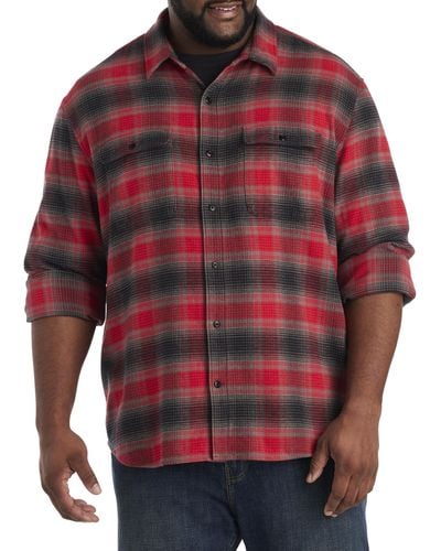 Lucky Brand Big & Tall Plaid Flannel Sport Shirt - Red