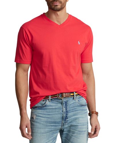 Polo Ralph Lauren V Neck T Shirt Regular Big Tall in Red for Men | Lyst