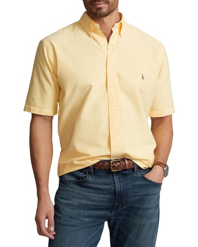 Polo Ralph Lauren Big & Tall Classic Fit Garment-dyed Solid Oxford Sport Shirt - Blue