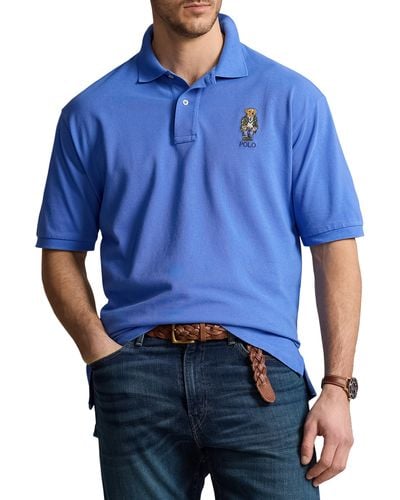 Polo Ralph Lauren Big & Tall Heritage Bear Mesh Polo Shirt - Blue