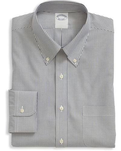 Brooks Brothers Big & Tall Vintage Striped Dress Shirt - Gray