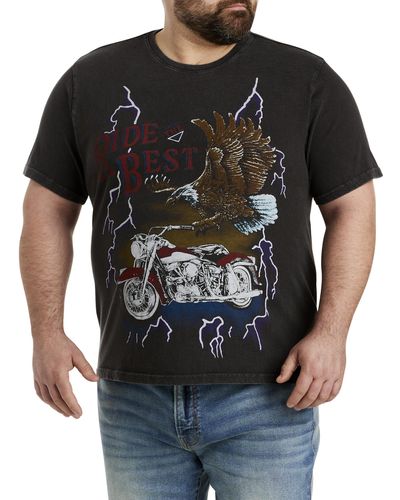 Lucky Brand Big & Tall Lightning Moto Graphic T-shirt - Black