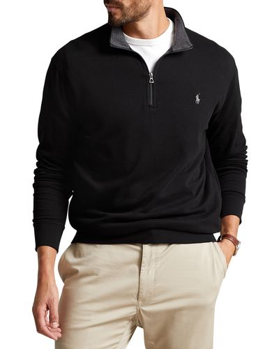 Polo Ralph Lauren Big & Tall Luxury Jersey 1 4-zip Pullover - Black
