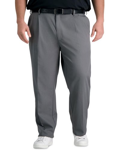 Haggar Big & Tall Cool Right Performance Flex Pleated Pants - Gray
