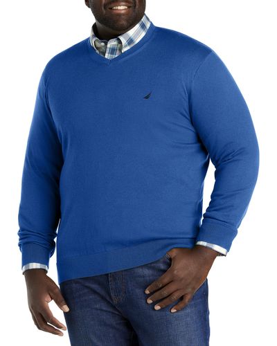 Nautica Big & Tall Navtech V-neck Sweater - Blue