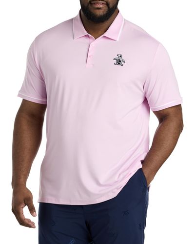 Original Penguin Big & Tall Heritage Piped Golf Polo Shirt - Pink