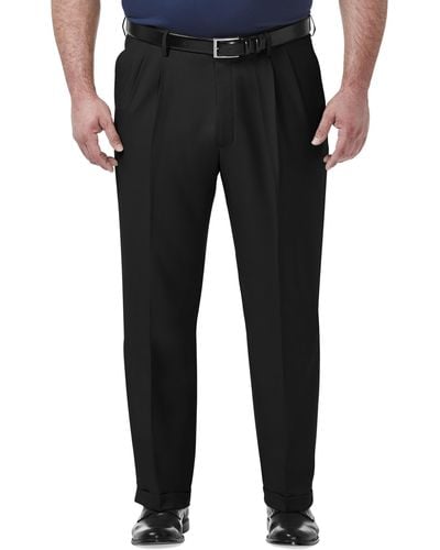 Haggar Big & Tall Premium Comfort 4-way Stretch Pleated Dress Pants - Black