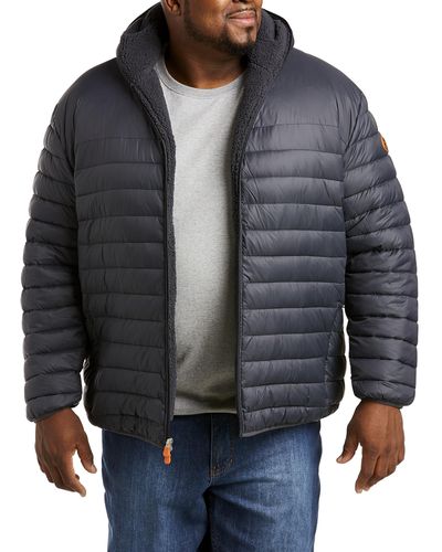 Save The Duck Big & Tall Sherpa Hooded Jacket - Gray