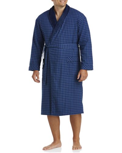 Majestic International Big & Tall Plush-lined Flannel Robe - Blue